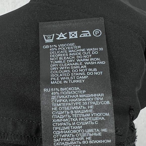 REISS Black High Rise Cropped Tapered Trousers Womens 12 Black Pleat Front - Picture 14 of 16